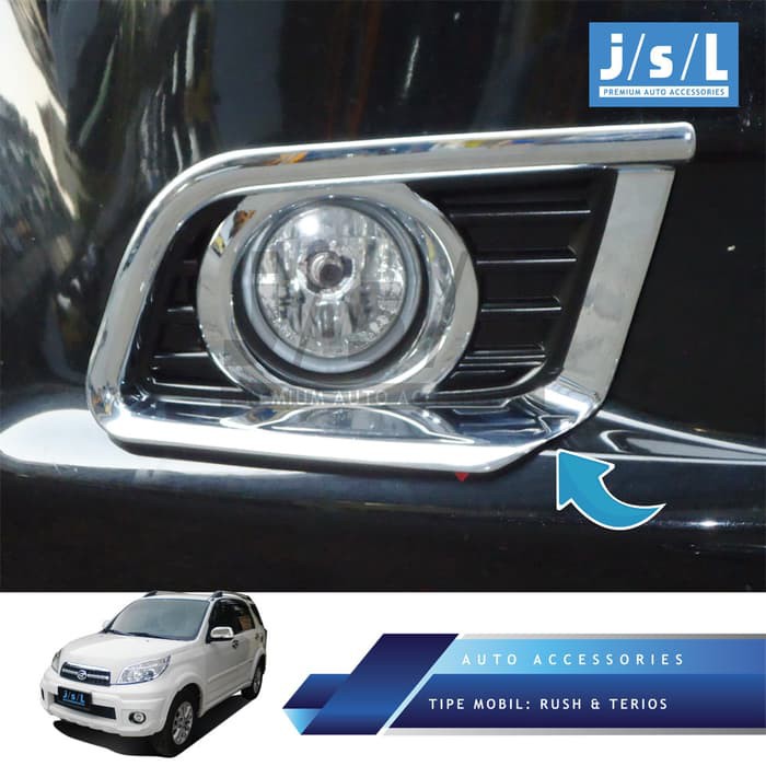 Aksesoris Fariasi Tambahan Daihatsu Terios Fog Lamp Cover Chrome & Black/Aksesoris Terios