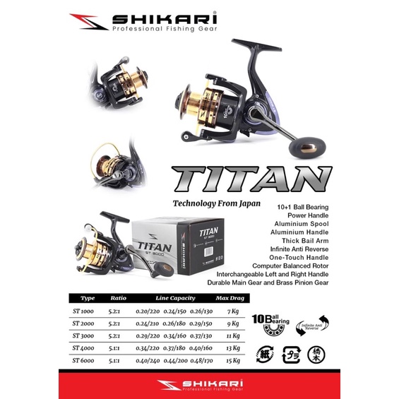 Reel | Spinning SHIKARI TITAN | 10+1BB | Power Handle