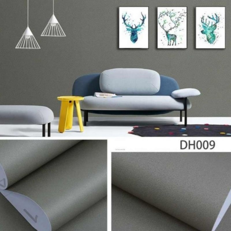 Wallpaper Dinding Polos Sticker Dinding Polos Abu-abu Tua