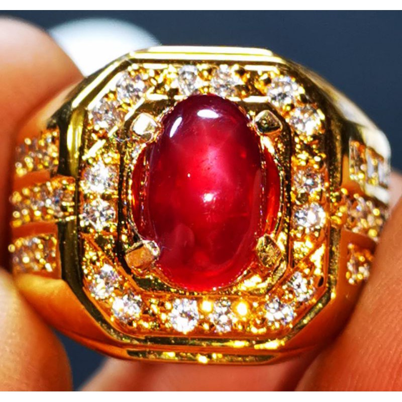 Batu permata natural ruby star pigeon blood crystal