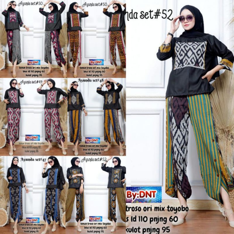 setelan blouse kulot batik tenun troso original ayunda set by DnT