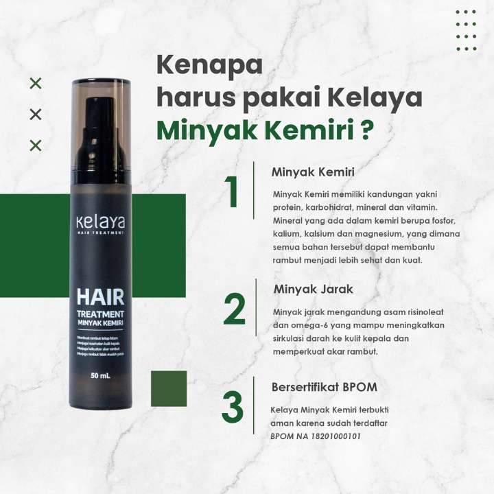 KELAYA Hair Treatment Shampoo Conditioner Leave On Serum Minyak Kemiri - Perawatan Rambut Rusak Rontok Ketombe