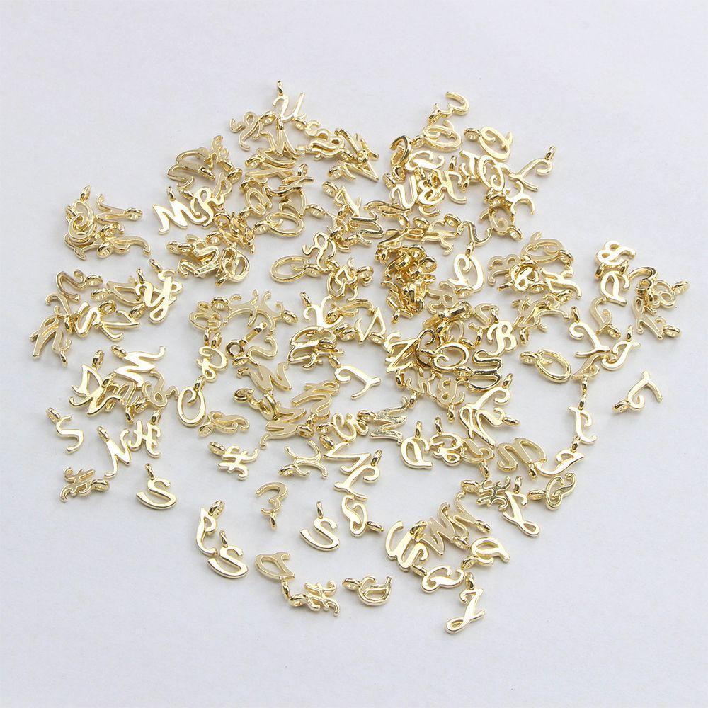 Lily 26/52 /156pcs Campuran Acak Alat Membuat Perhiasan Kalung DIY Alfabet Emas
