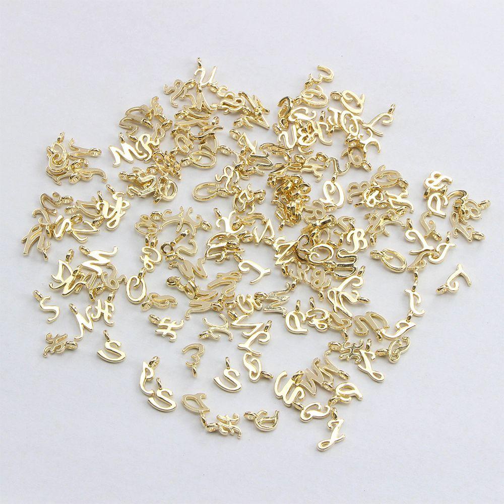 Lily 26/52 /156pcs Campuran Acak Alat Membuat Perhiasan Kalung DIY Alfabet Emas