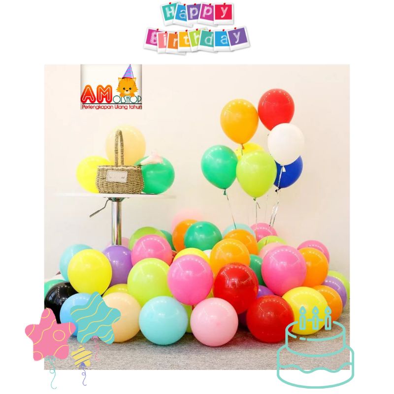 Balon Letex Doff Balon Latex matte Balon dekorasi ulang tahun Balon warna Pink Balon Warna Merah Bal