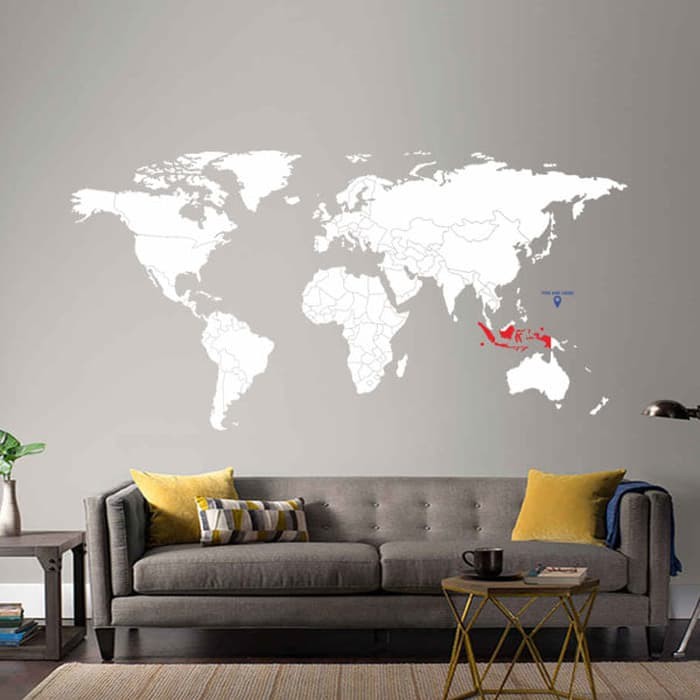 

Wall Cutting Sticker World Map Peta Dunia Stiker Travel 2.5 M Dinding -