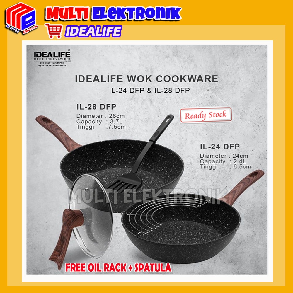 IDEALIFE Deep Frypan Cookware - Panci Penggorengan Anti Lengket Dengan Rak Pengering Minyak