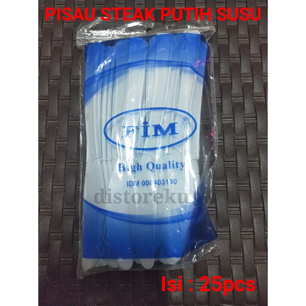 isi 25pcs PISAU STEAK PLASTIK PUTIH SUSU KUAT PISAU STICK TEBAL