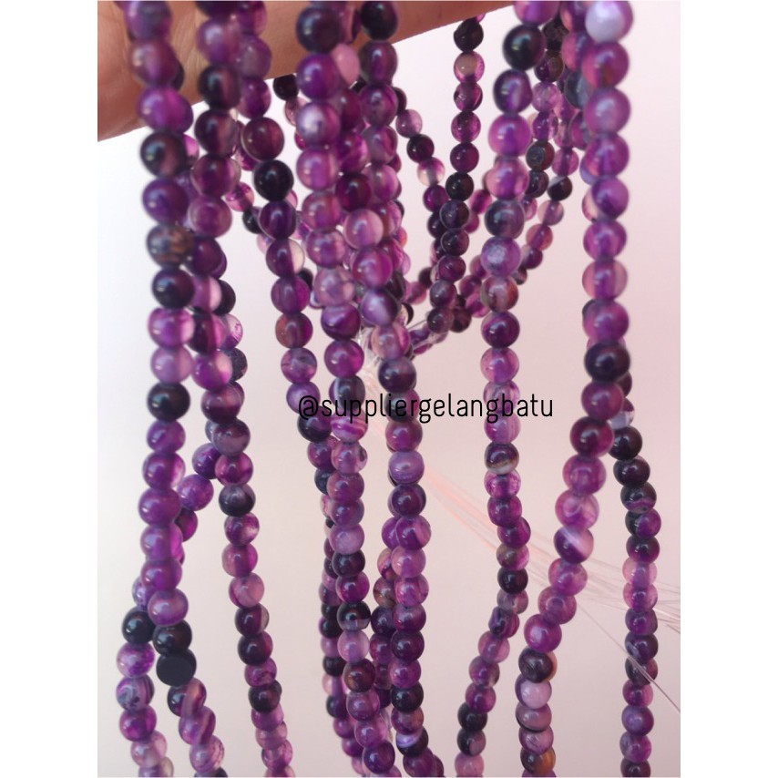 batu kecubung 4mm amethyst ungu akik alam aksesoris fashion craft amethys purple natural original