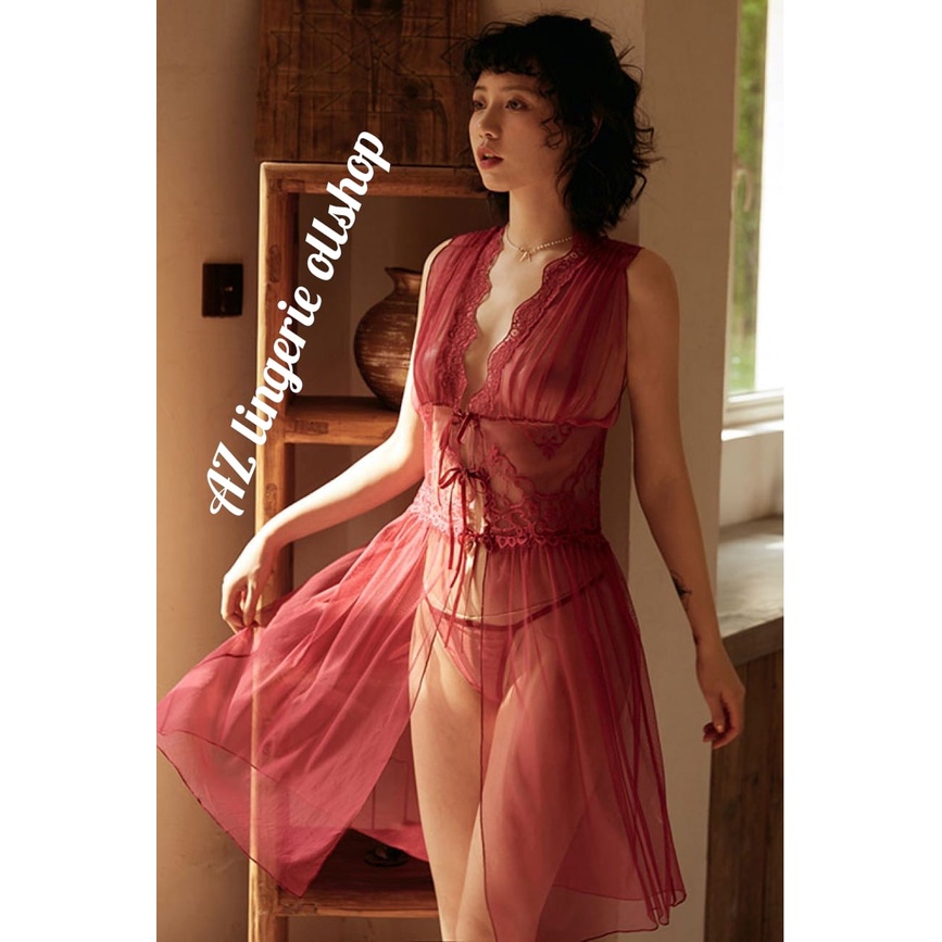 Baju tidur piama/piyama lingeri lingerie cw/cwe/cewe seksi/sexy SS2436RD transparant transparan kere