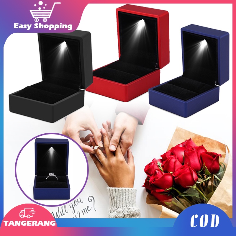 Kotak Cincin Lamaran LED Kotak Cincin Pernikahan Box Cincin Tunangan Ring Box