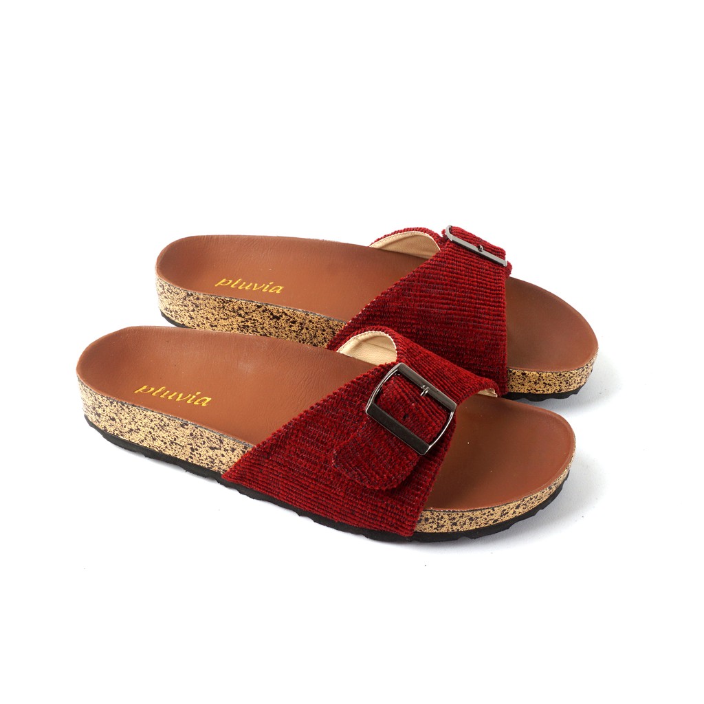 Pluvia LUNA Sandal Birken Wanita Sandal Slop Flat Casual-4