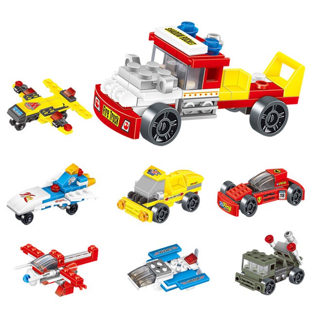 Mini Lego Bricks Mobil Truck Boat Tank Helicopter / Bisa jadi 3 Model