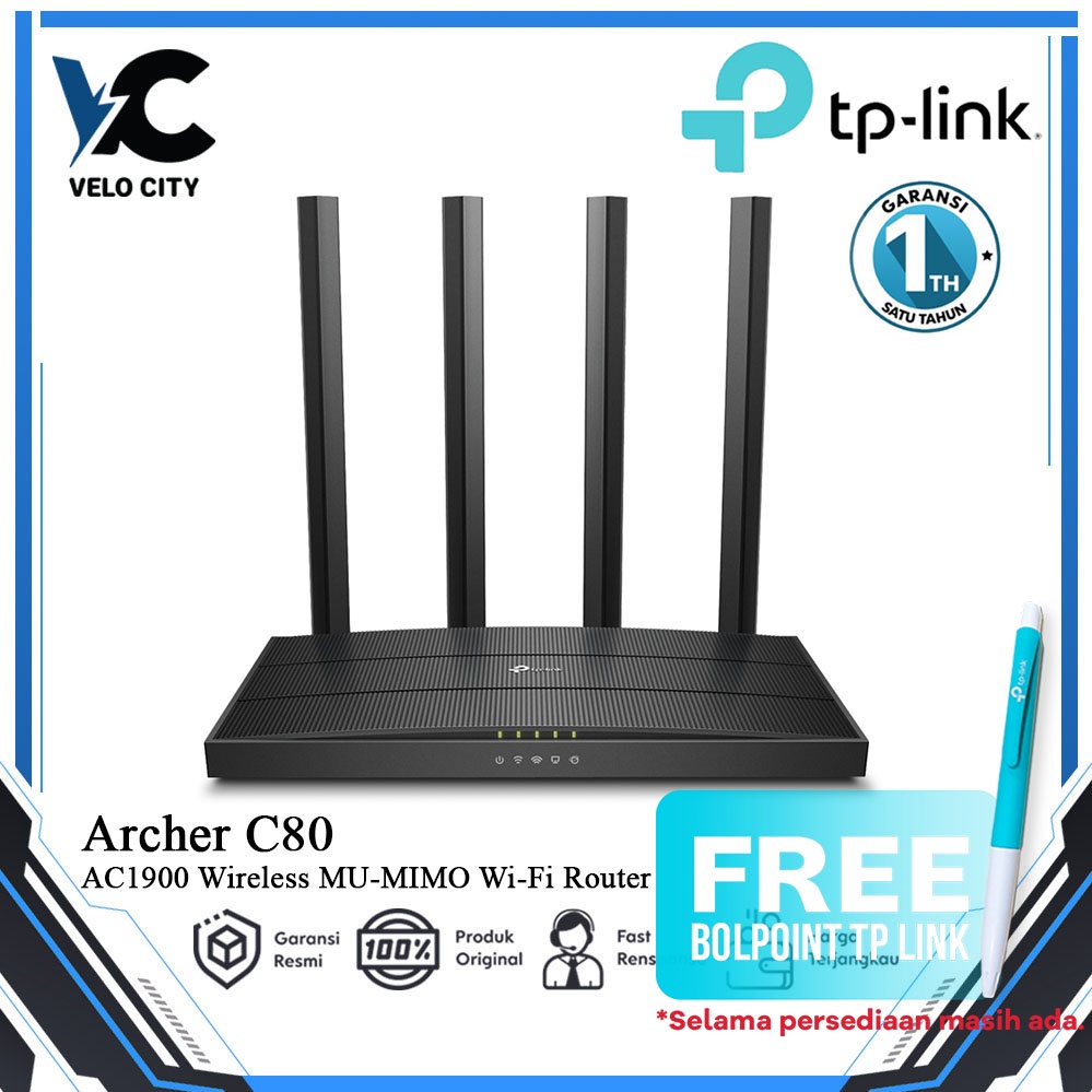 Router TP-LINK ARCHER C80 AC1900 Gigabit DualBand MU-MIMO - TPLink C80