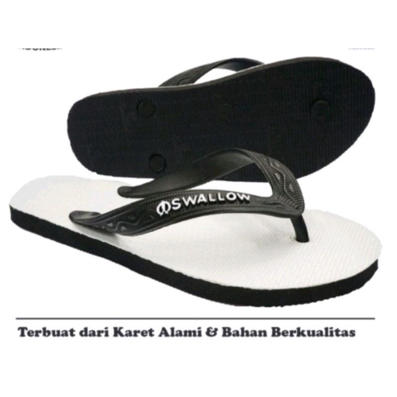 sandal jepit swallow original hitam putih / sandal karet