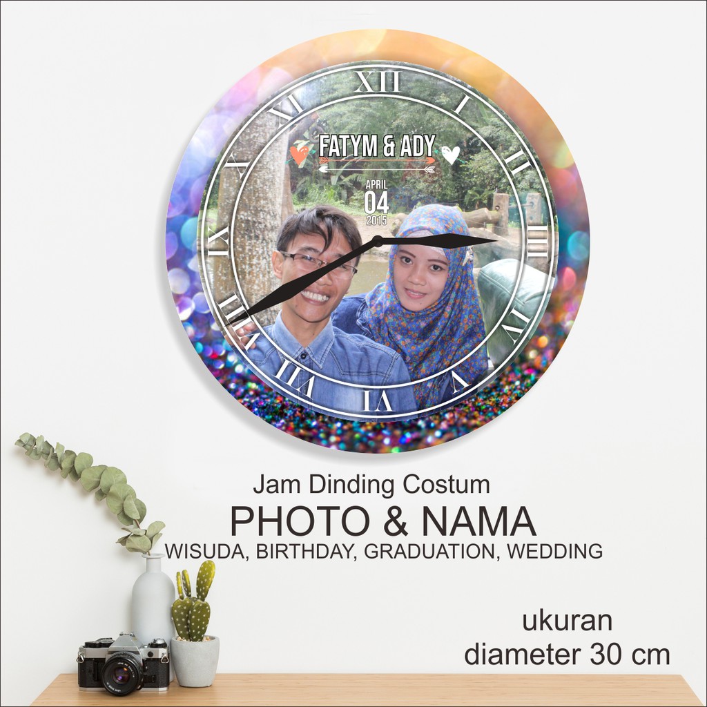 IDE378- Jam dinidng Custom Foto&amp;nama Wisuda Wedding Gradution Birthday 4