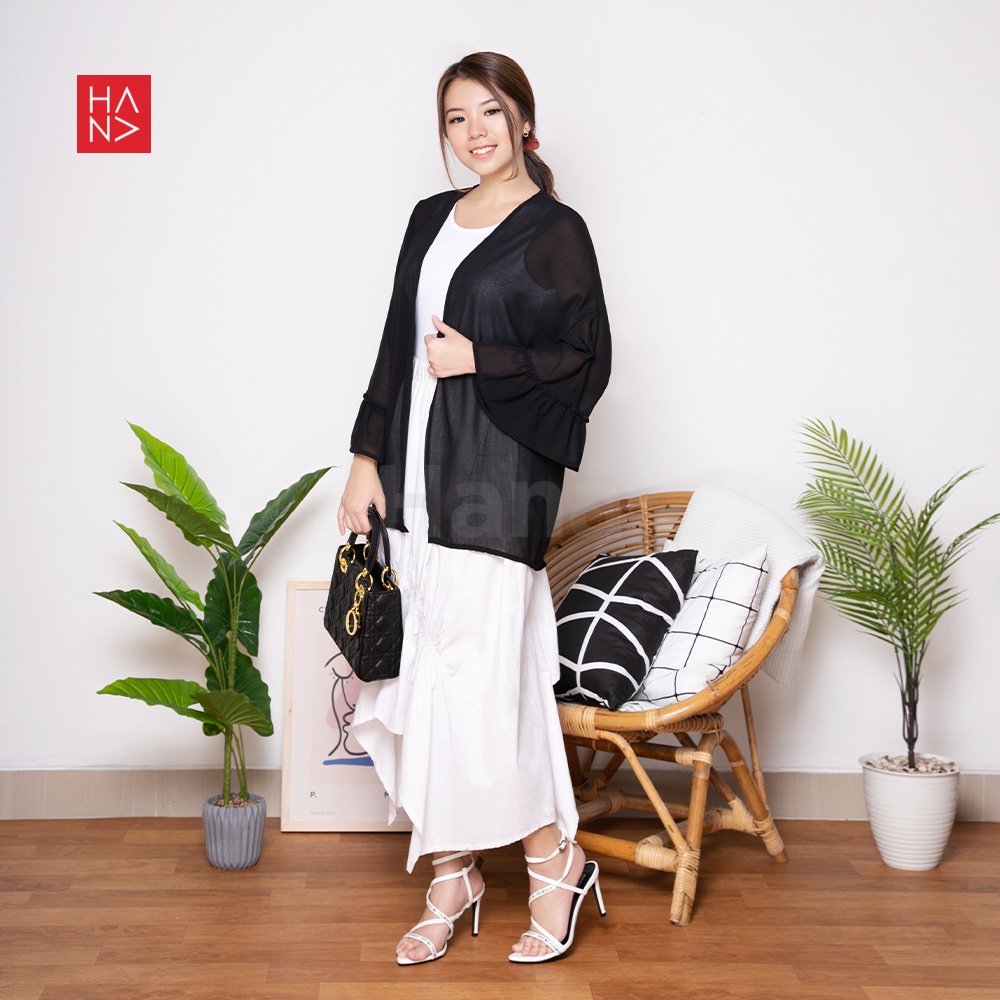 HanaFashion JKT- Arumi Ruffle Basic Casual Cardigan Outer Kimono Wanita -  SB219