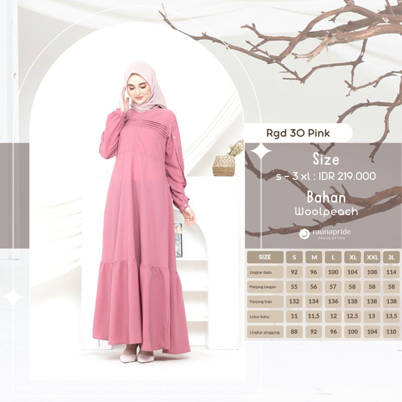 RGD 30  Rauna gamis syari gamis katun wolfis gamis daily polosan busui original raunapride seragaman