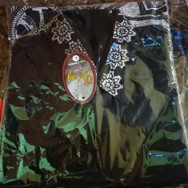 Distro Batik Hrb026 Kenongo Kemeja Tosca Pendek Pekalongan  Pad M L Xl Sogan Tulis Halus Bagus Laris