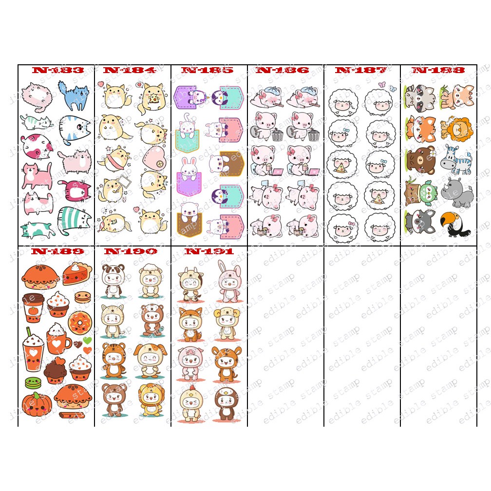 

Edible Stamp Stiker Makanan Edible Stiker Edible Image Edible Print Sticker Makanan N183-N188