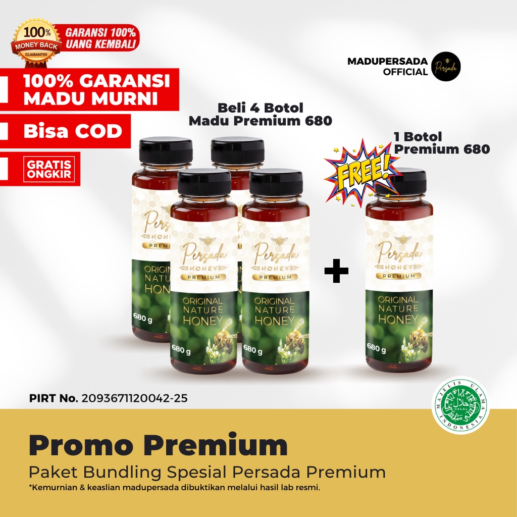 

PROMO MADU PREMIUM PERSADA BUY 4 GET 1 FREE || MENIGKATKAN IMUNITAS, MENGATASI INSOMNIA, MADU MURNI 100%