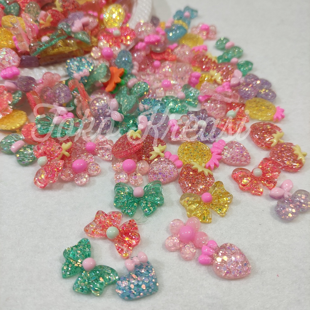 Clay Resin Karakter Lucu Unik Tempel Glitter