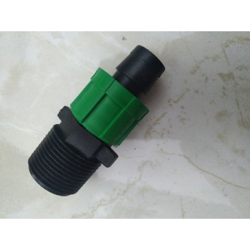 sambungan selang drip 16mm ke drat 1/2 3/4 konektor connector tape lock nut canister filter aquarium