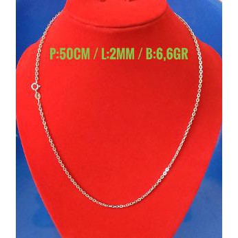 Promo KALUNG PRIA PERAK SILVER 925 LAPIS EMAS PUTIH  KALUNG PRIA RANTAI NORI 50CM Berkualitas