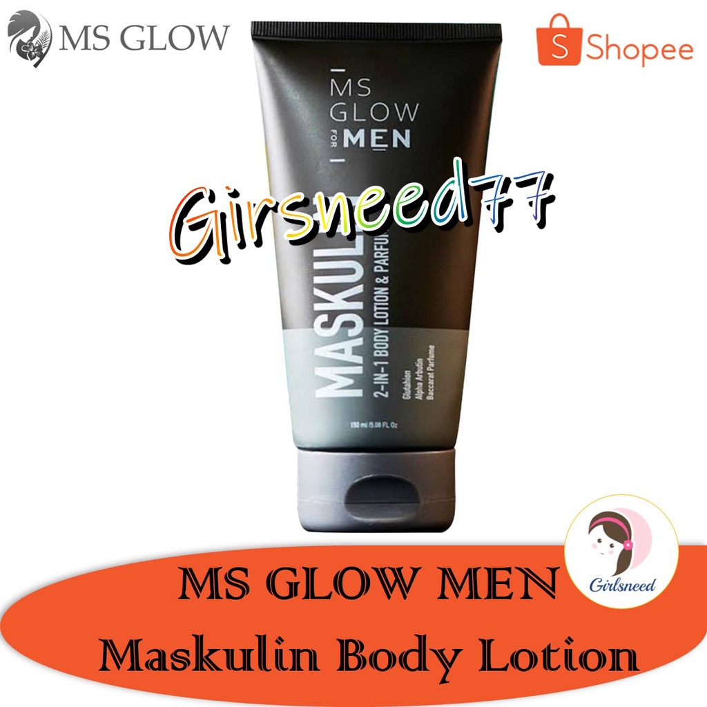 MS Glow for Men Maskulin 2 in 1 Body Lotion &amp; Parfume GIRLSNEED77 Mencerahkan Dan Meratakan Warna Kulit