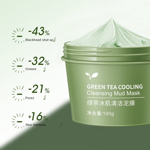 Green Tea Cleansing Mud Maigoole Mask Cooling 100gr Masker Lumpur Green Tea Mencerah Penuaan Dini Memudarkan Kerutan Wajah