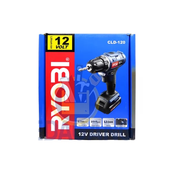 RYOBI CLD-120 Mesin Bor Cordless 12 Volt 10 mm / Mesin Bor Baterai Cas 12 V Cordless Driver Drill Charger