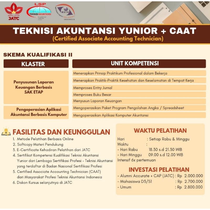 

TEKNISI AKUNTANSI YUNIOR + CAAT