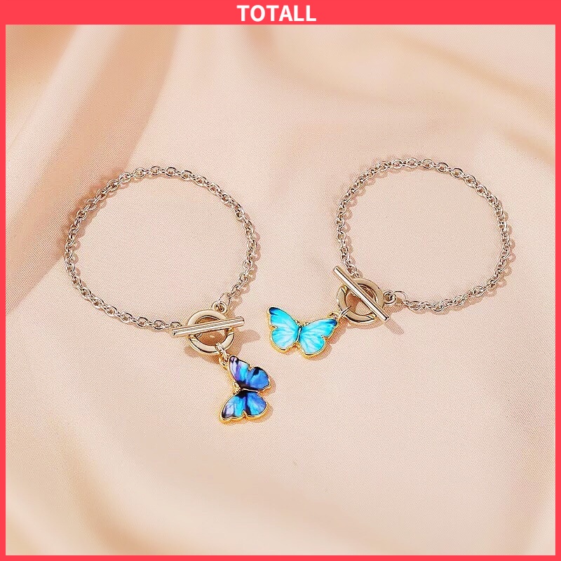 [✅READY STOCK] Gelang Kupu-kupu Biru Gelang Rantai Sederhana Aksesori Busana Wanita Korea Anti Karat Tidak Alergi Murah Penjualan Panas Mode