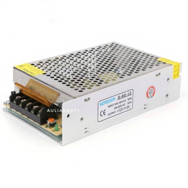 Power supply 12v 5a murni 60w switching 5 amaper real kapasitas 60 Watt for cctv led strip Audio