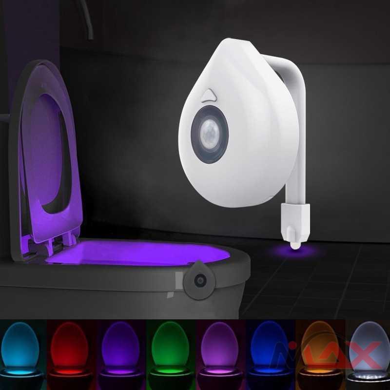 Lampu Toilet Sensor Gerak PIR warna warni RGB Lampu WC Lampu Kakus Motion &amp; Light Sensor 8 Warna - kamar mandi dekorasi rumah Goodland LED Toilet Light PIR Motion Sensor Night Lamp 8 Colors Backlight WC Toilet Bowl Seat Bathroom Night light for Children