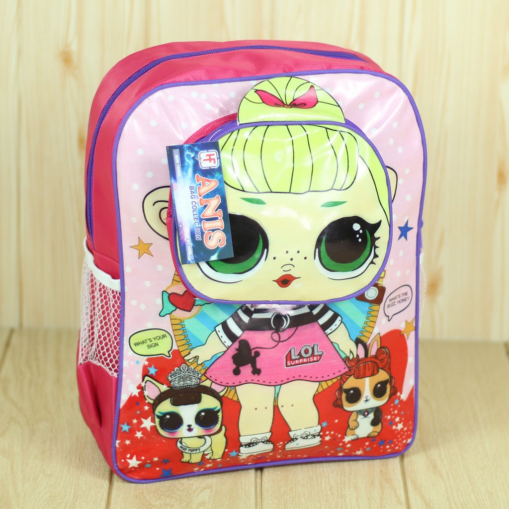 Tas Gendong Anak Kepala Lol Pink Ransel Karakter Anak Perempuan Trendy Bahan Polyester Tebal Kuat