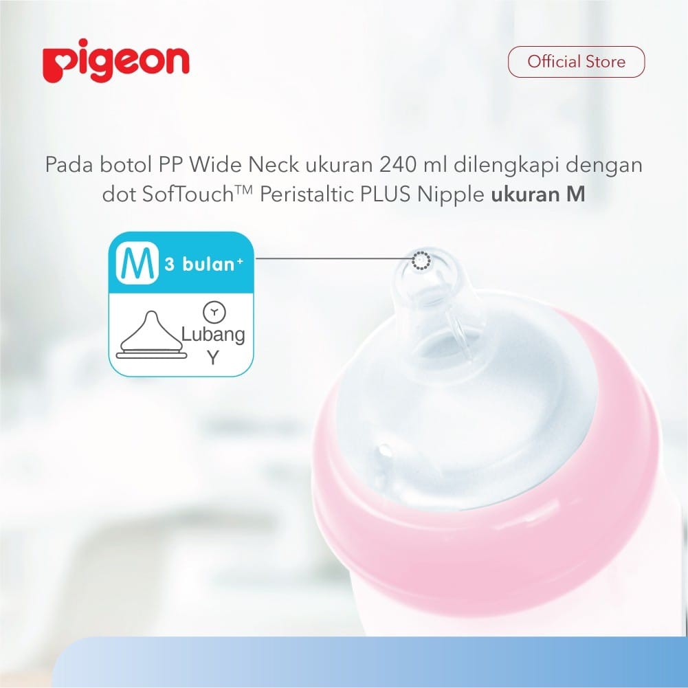 PIGEON Botol Susu PP Clear Wide Neck | Botol Dot Bayi (Tersedia varian ukuran &amp; warna)