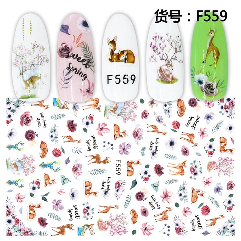 LRC Stiker Kuku Flower Watercolor Art Nail Sticker