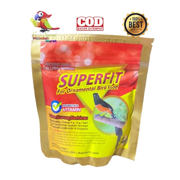 PAKAN BURUNG VOER SUPER FIT GOLD POR SUPER VIT VOR  PROBIOTIK DAN VITAMIN SUPERFIT VOER BURUNG MURAI