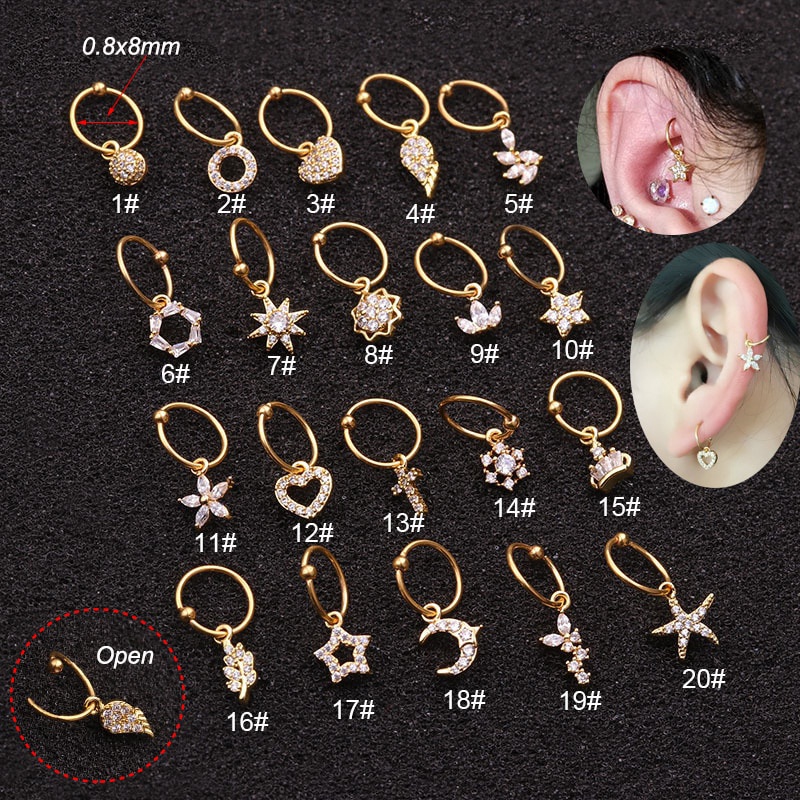 Universal Ring Hoop Earring 16G Hoops Helix Piercing Ear Cartilage Surgical Steel Septum Clickers Nose Ring