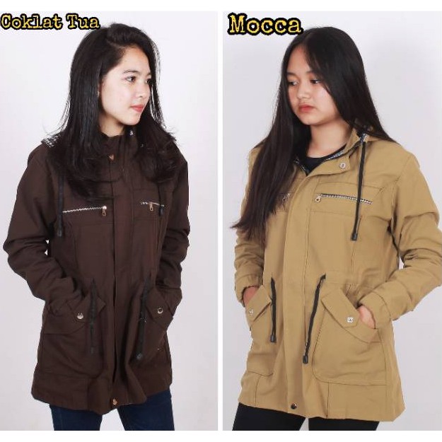 [COD] Jaket Parka Wanita Big size  Hoodie  motif bolak-balik