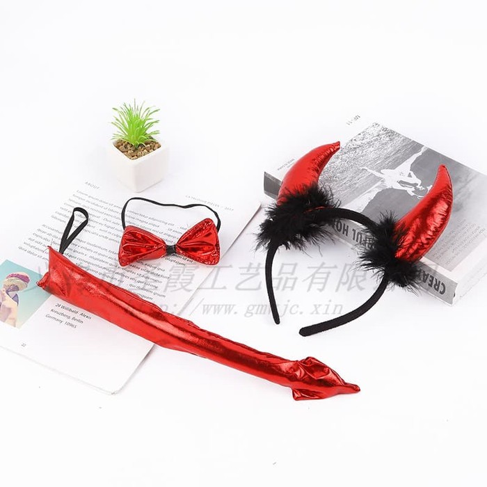 HDES set 3 pcs ekor bando devil iblis headband halloween cosplay