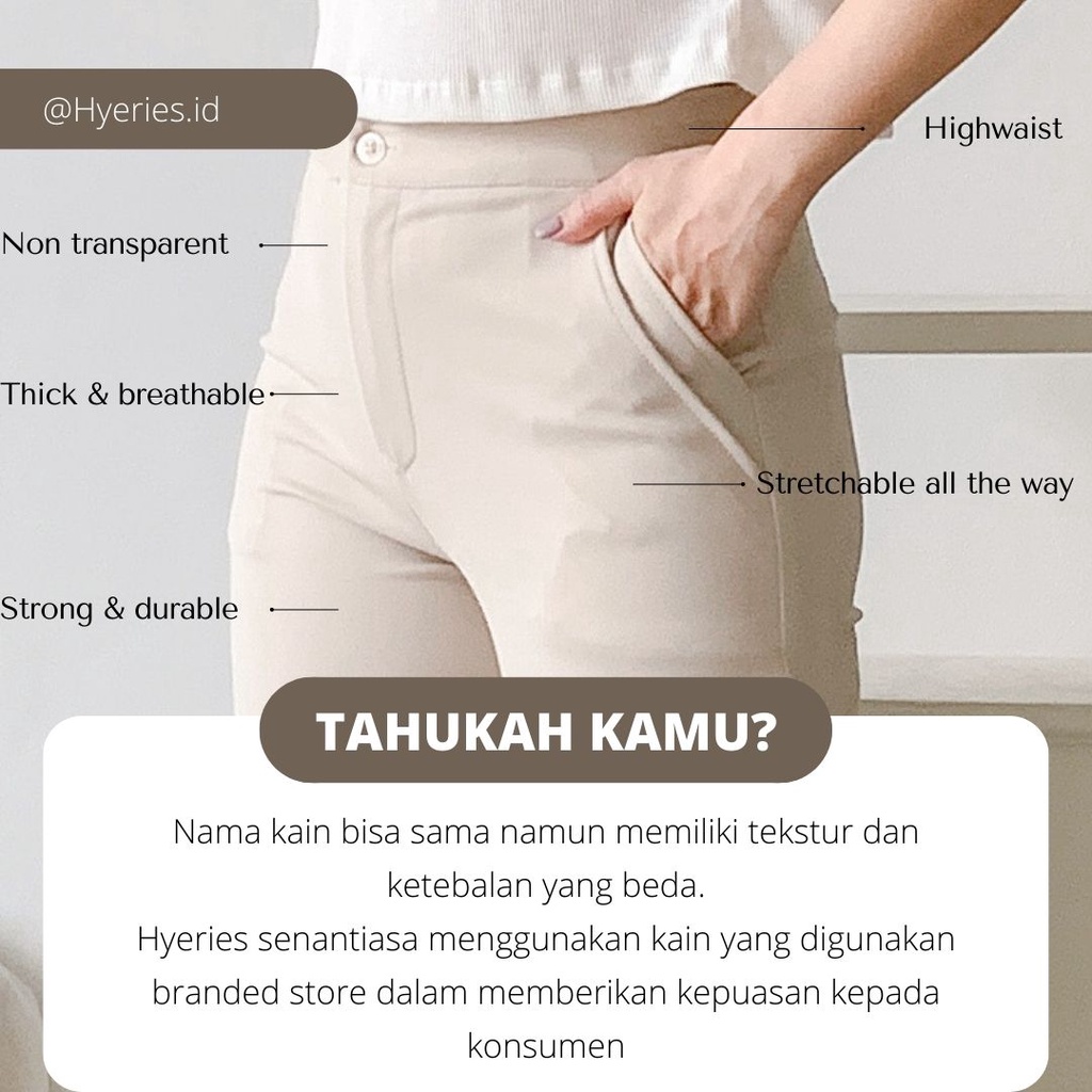 HYERIES COMFY ++ HA EUN Highwaist Pants / Celana Panjang Wanita /  Ankle Pants / Celana Ankle / Long Pants / Celana Kerja Wanita / Slim Fit Pants / Celana Kasual Wanita / Celana Hitam / Celana Pensil Wanita / Celana Scuba / Celana Korea