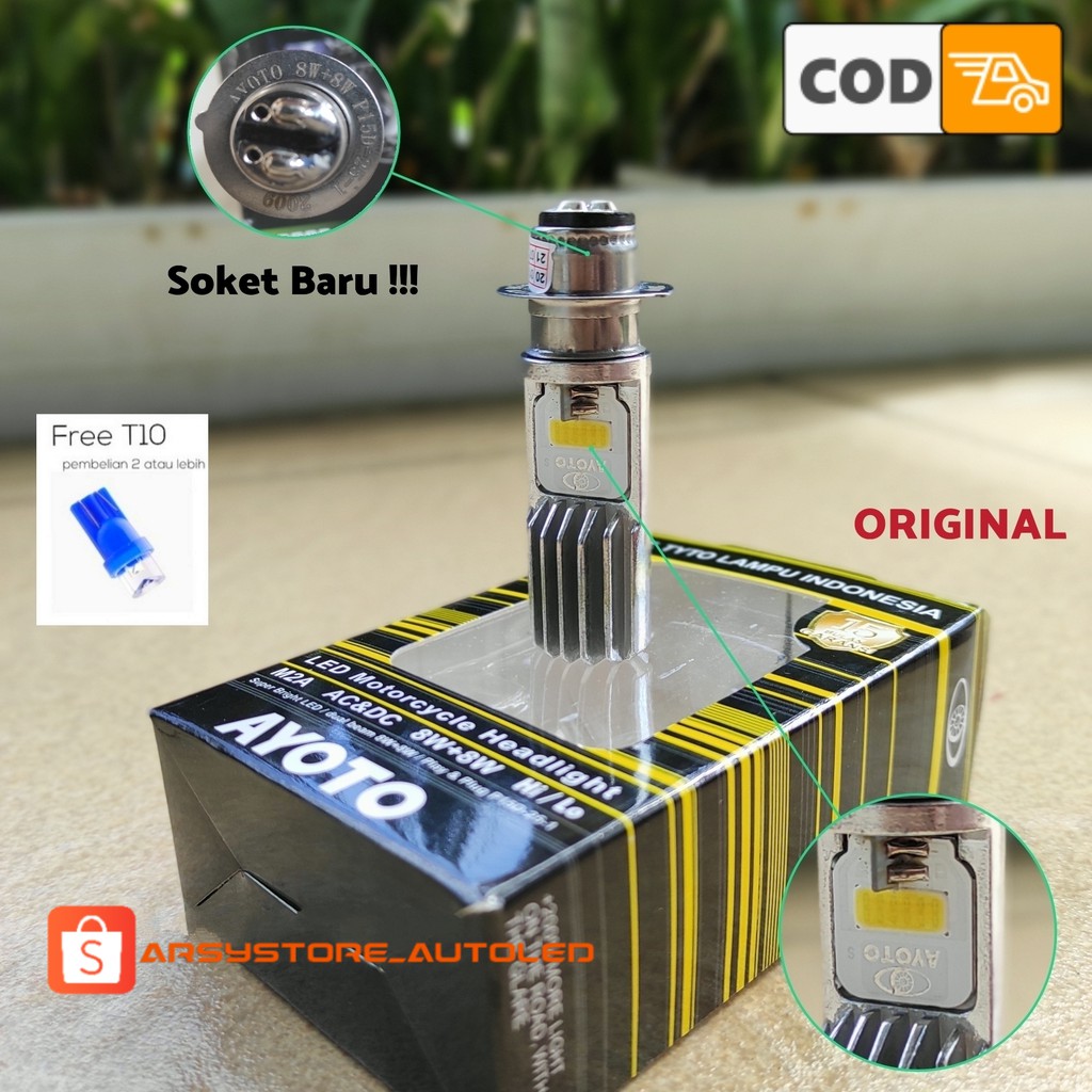  Lampu  Depan LED  Utama Motor Bebek Matic H6 T19 TYTO  ASLI 