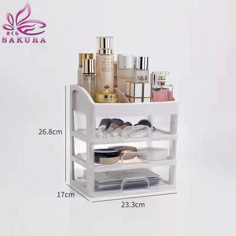 Rak Kosmetik 3 Laci / Rak Make Up Susun / Kotak Penyimpanan Serbaguna -SOSOYO