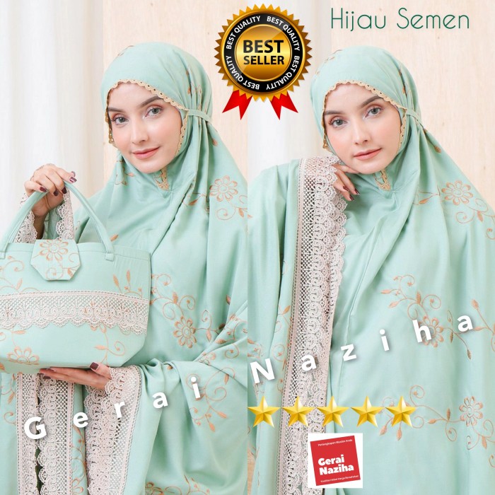 TERLARIS MUKENA DEWASA GRACELLA KATUN BORDIR RAYON PREMIUM SITI KHADIJAH SAKURA - HITAM