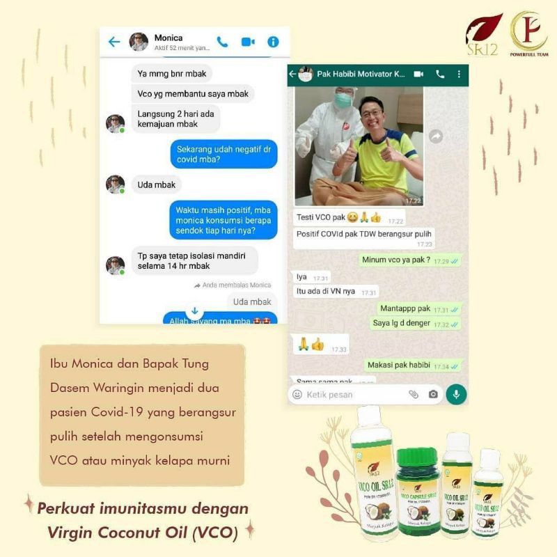 VCO Virgin Coconut Oil SR12 Minyak Kelapa Murni Booster Suplemen Kesehatan Anti Virus Corona BPOM