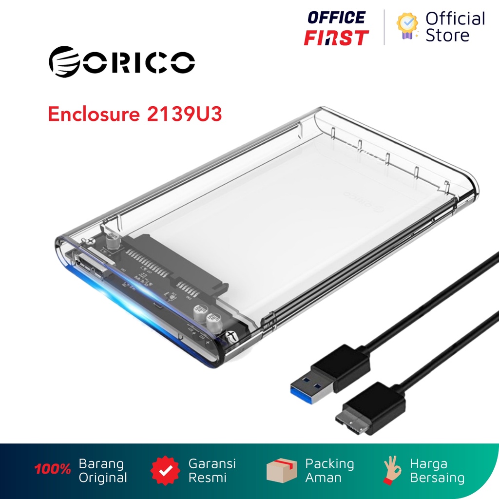 ORICO 2139U3 Enclosure Transparent USB 3.0 2.5 inch SATA HDD SSD 2139