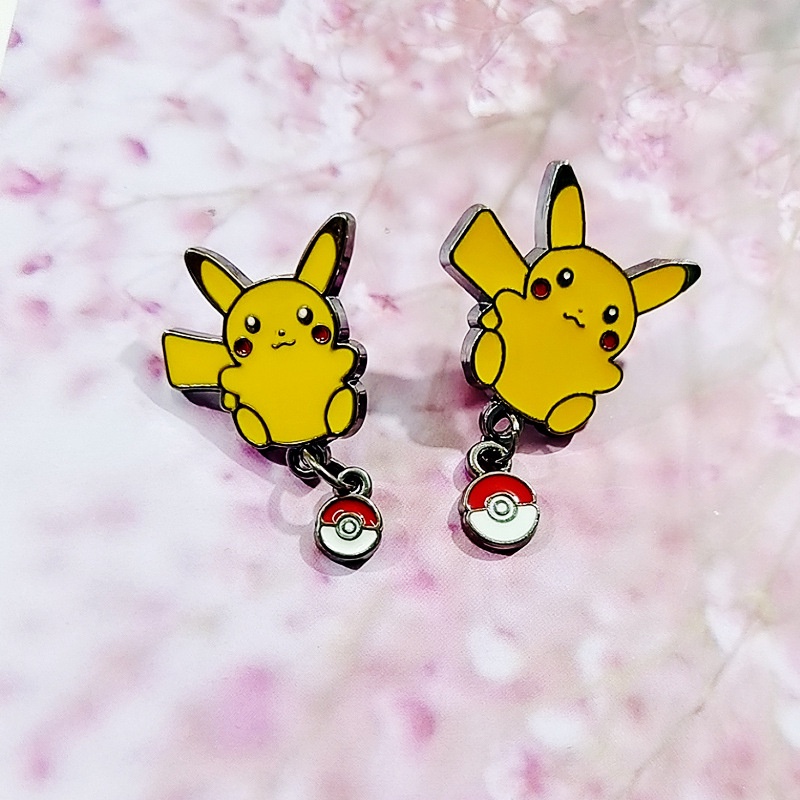 Kartun cute Japanese gaya Pikachu bros Pokémon sweater pin perempuan cardigan gesper beberapa akseso