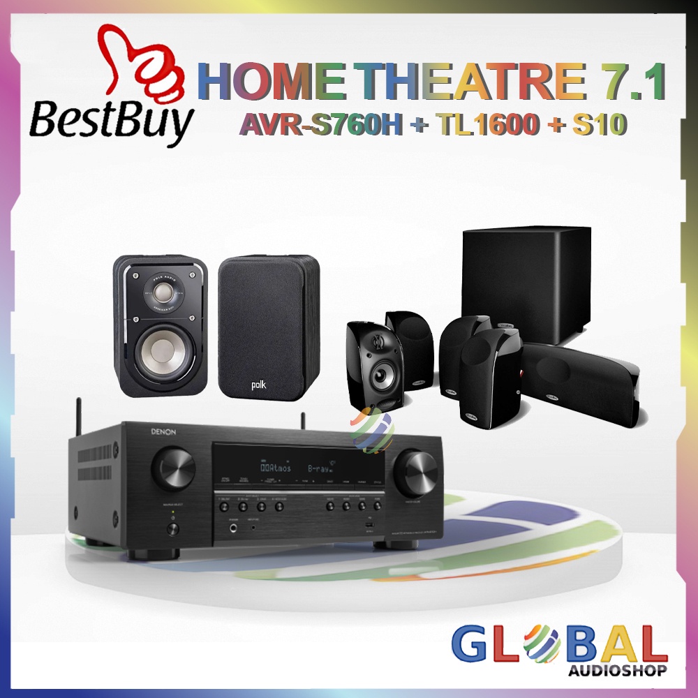 Paket Denon Home Theatre 7.1 Dolby Atmos AVRS760H Polk Audio S10 TL1600 AVR-S760H